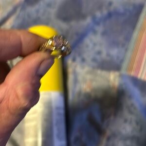 Amethyst and cubic zirconia gold plate size 7 ring